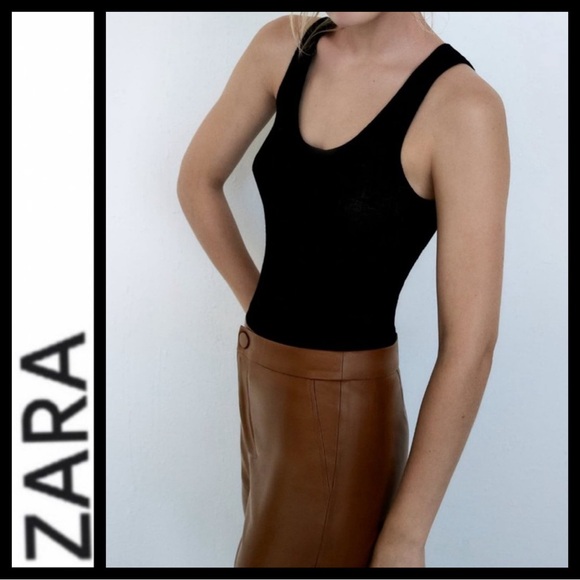 Zara High Rise Camel Faux Leather Pants - Picture 4 of 10